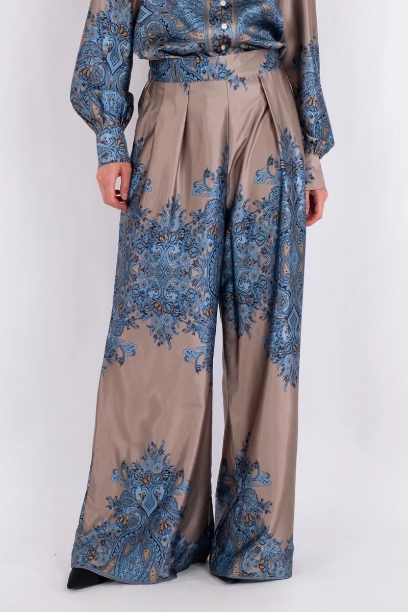 Mana Paisley Border Pants 160956 | Blue | Bukser fra Neo Noir