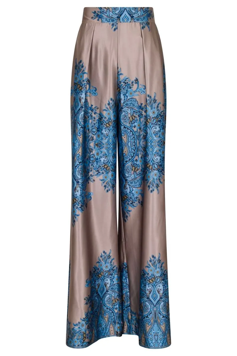 Mana Paisley Border Pants 160956 | Blue | Bukser fra Neo Noir