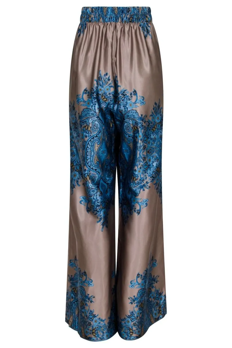 Mana Paisley Border Pants 160956 | Blue | Bukser fra Neo Noir