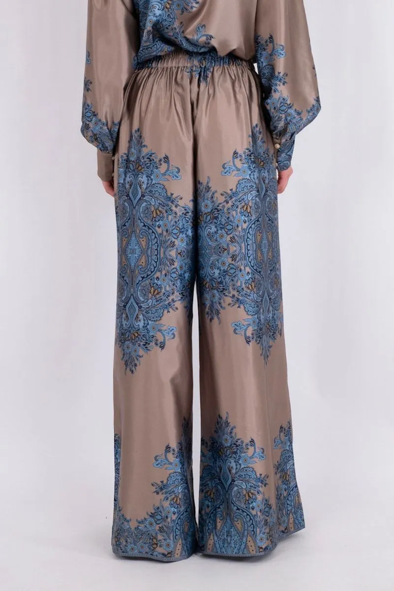 Mana Paisley Border Pants 160956 | Blue | Bukser fra Neo Noir