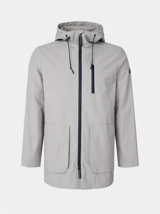 Man's parka in technical fabric with hood and pockets