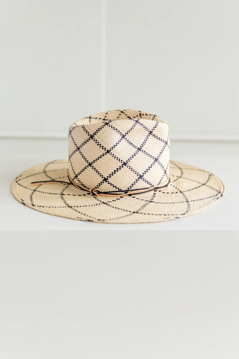 MARKET HAT IN CHECK PANAMA STRAW