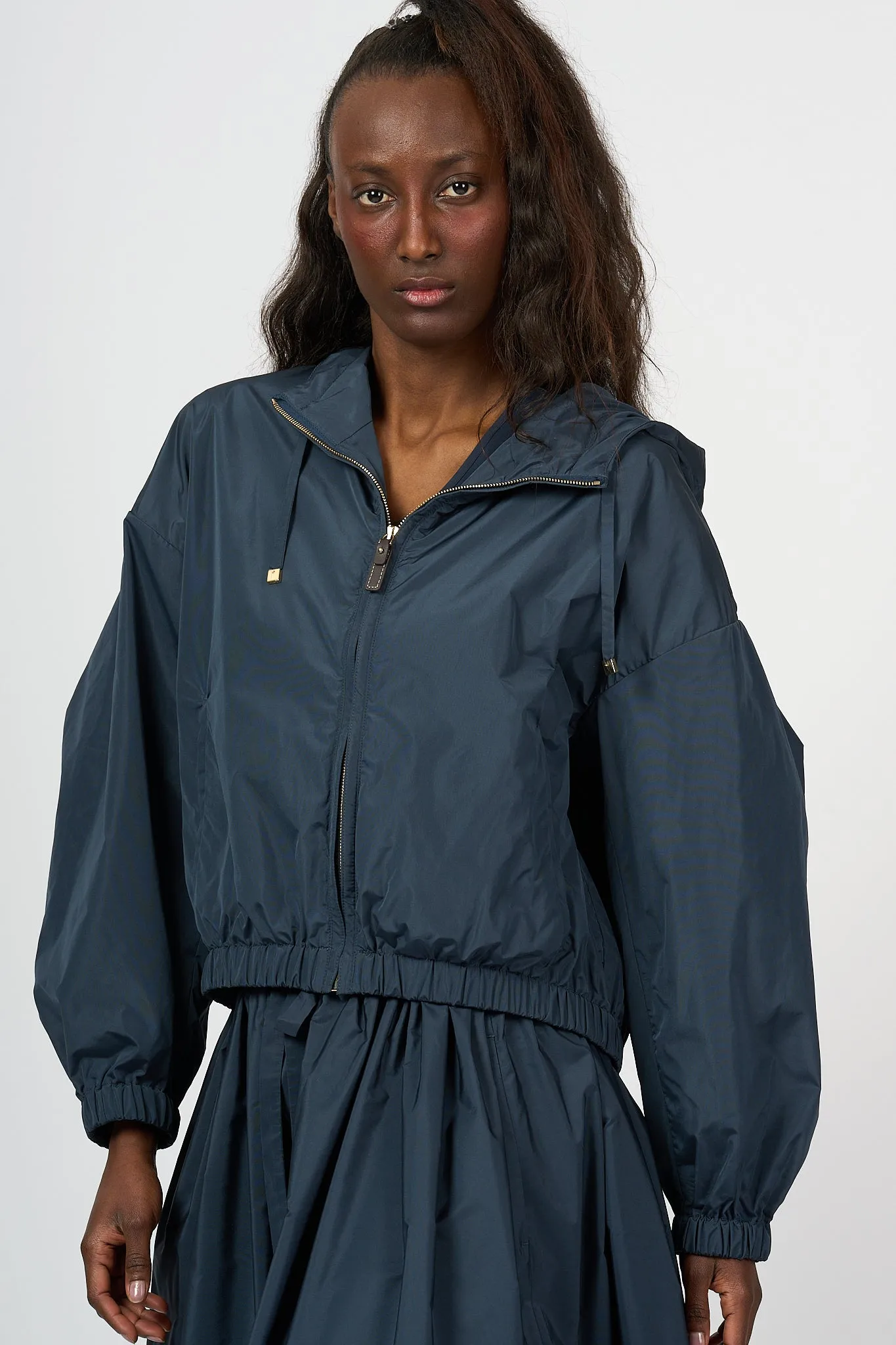 Max Mara Bomber Taffci in Nylon Blu Donna