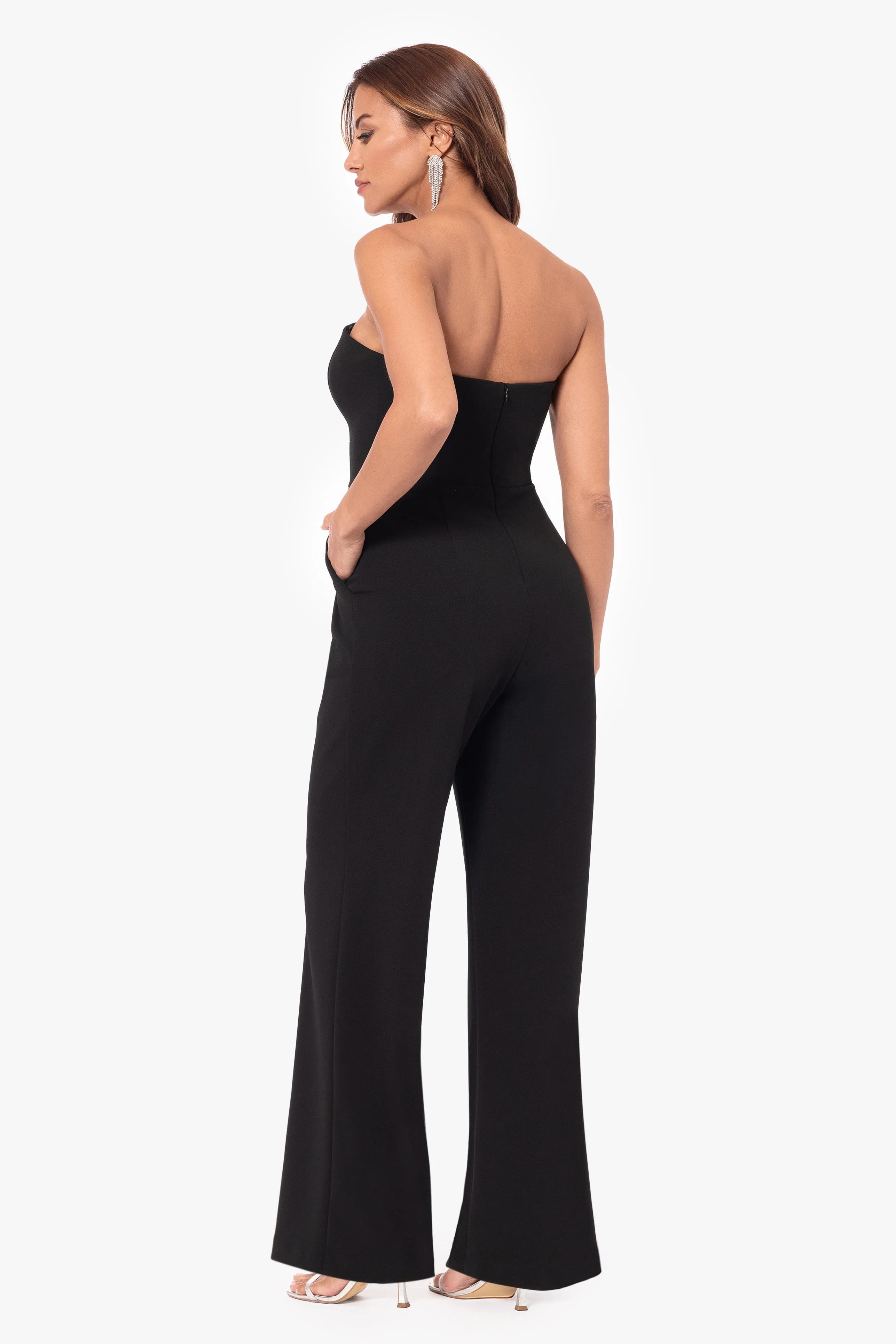 Melinda Long Scuba Crepe Embellished Bow Jumpsuit