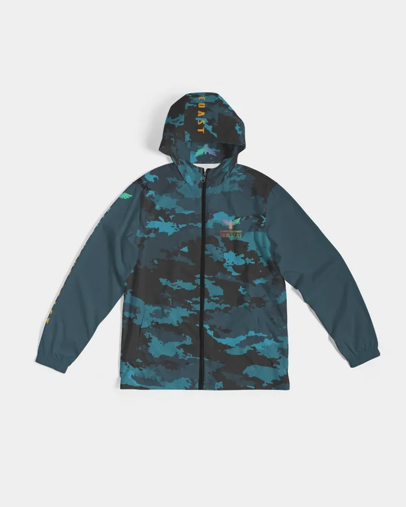 Men's High Seas Coast Camo Water Resistant Lightweight Hooded Windbreaker