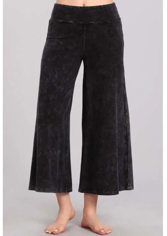 Mineral Washed Cropped Gaucho Pants Made in USA