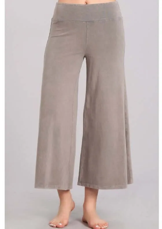 Mineral Washed Cropped Gaucho Pants Made in USA