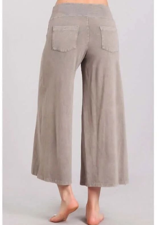 Mineral Washed Cropped Gaucho Pants Made in USA