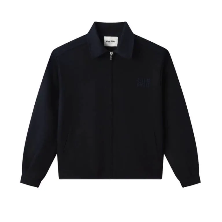 Miu Miu Black Mohair Blouson Varsity Jacket