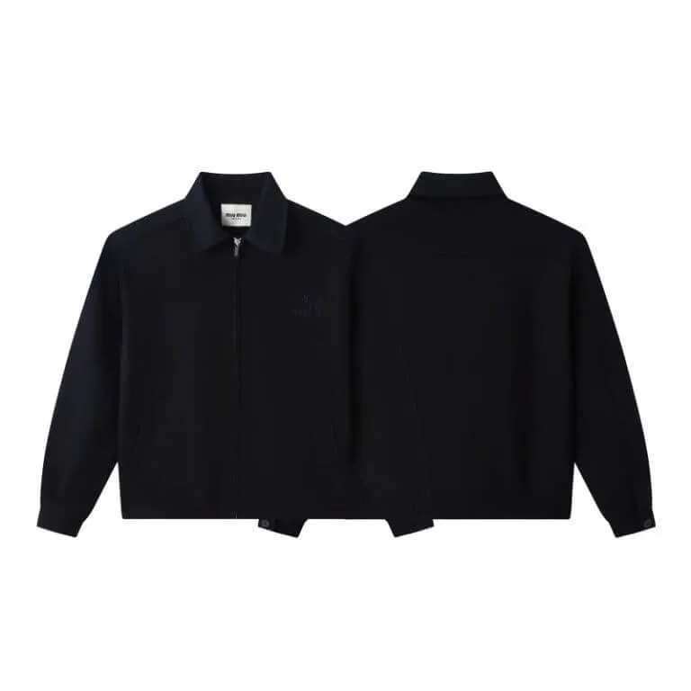 Miu Miu Black Mohair Blouson Varsity Jacket