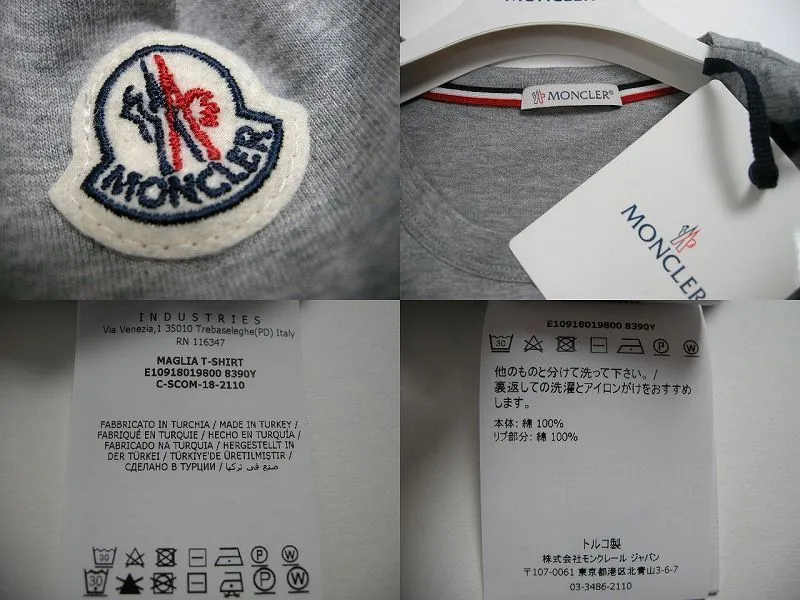 MONCLER  |Size S-XL◆MONCLER Pocket T-shirt  Short-sleeved TEE Gray Men