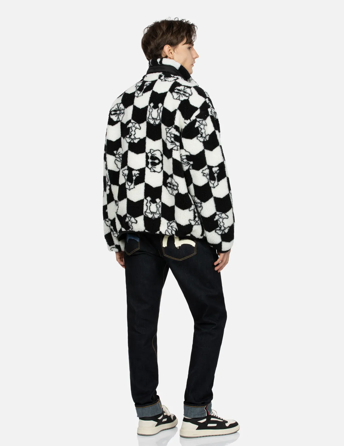 Monogram Jacquard Relax Fit Zipped Sherpa Jacket