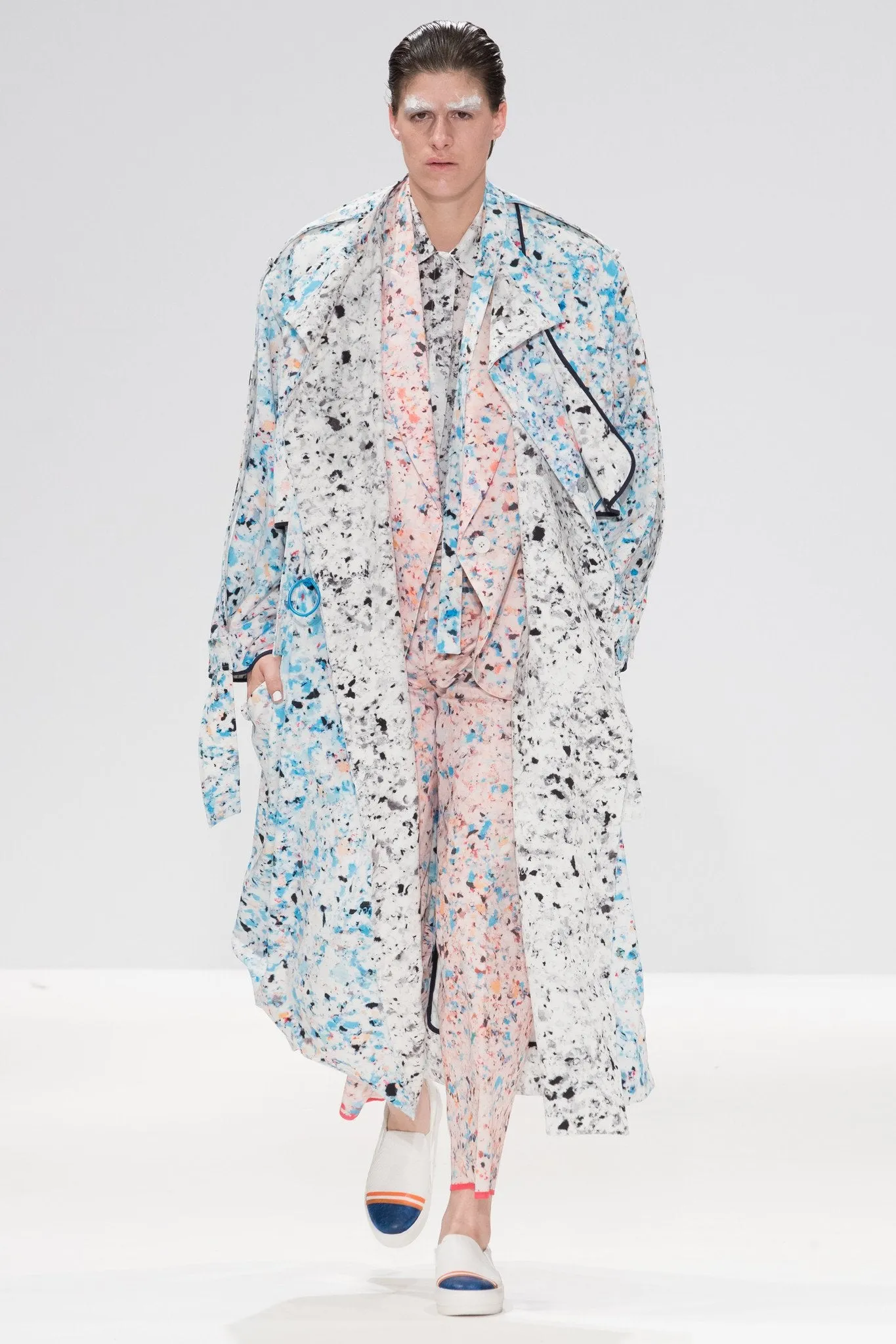 Multi coloured foam Print Helios Drape Coat