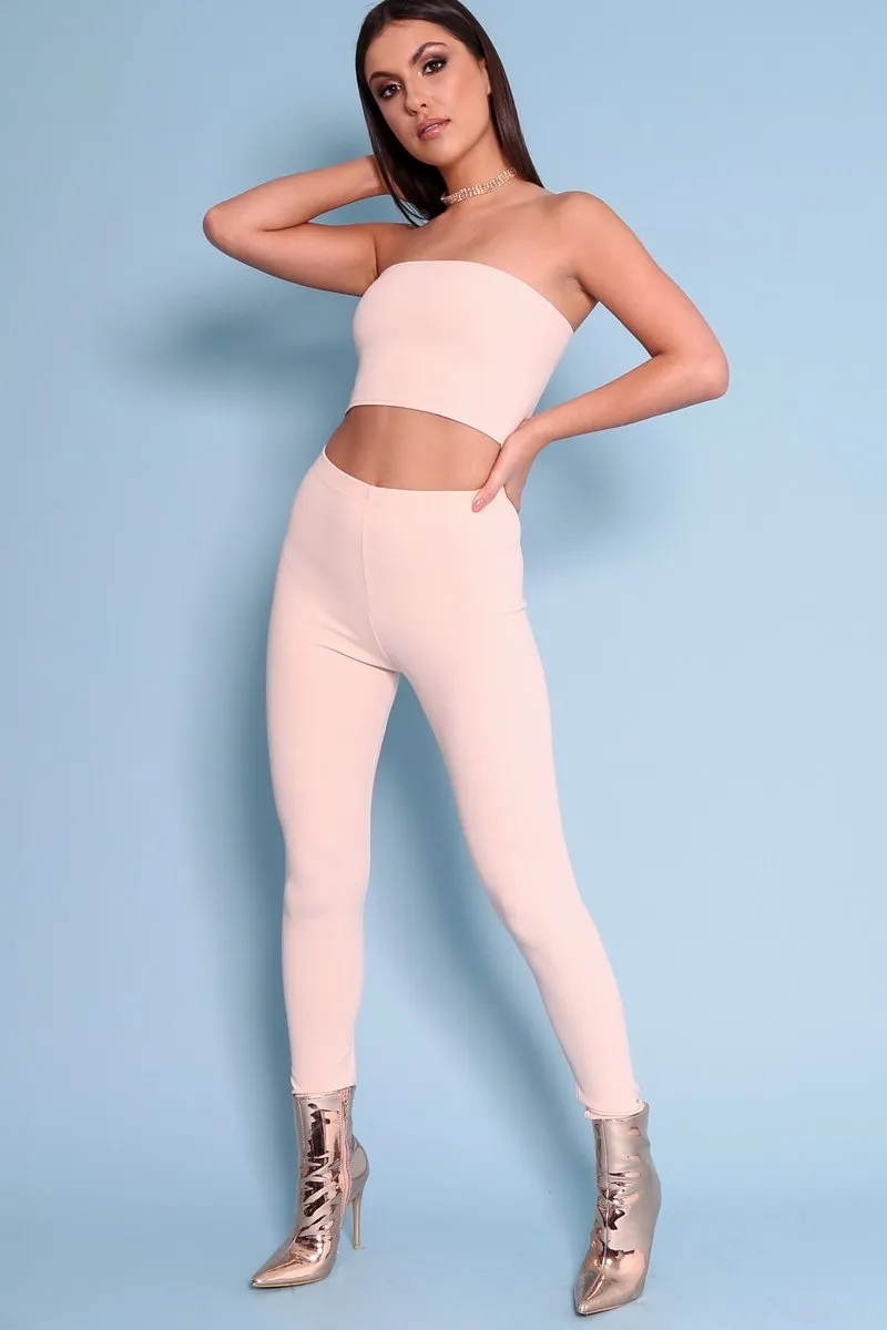 Nude Bandeau Top And Leggings Co-Ord - Kristina