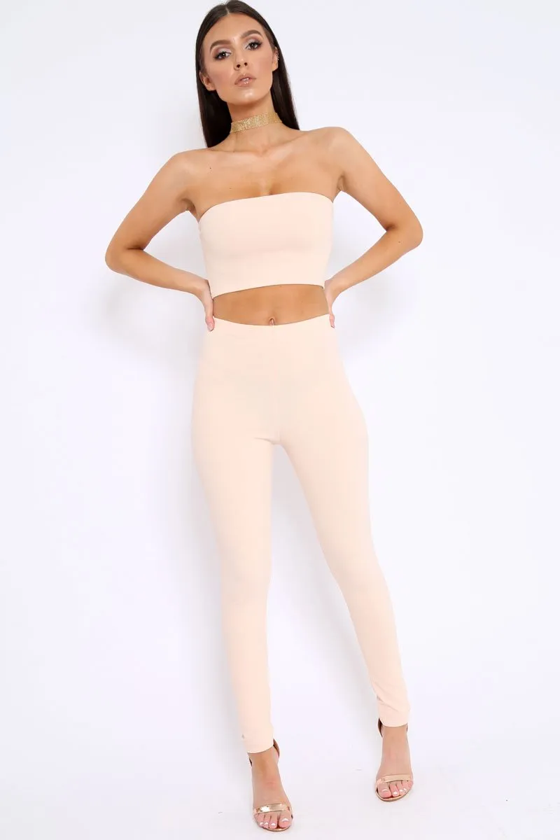 Nude Bandeau Top And Leggings Co-Ord - Kristina