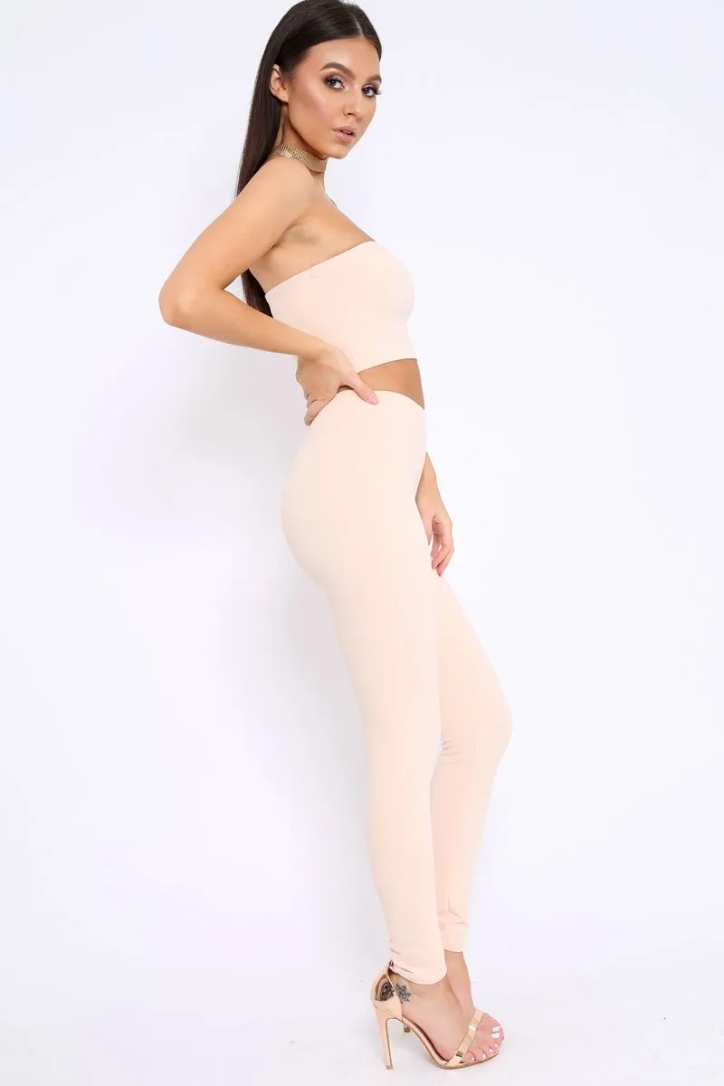 Nude Bandeau Top And Leggings Co-Ord - Kristina