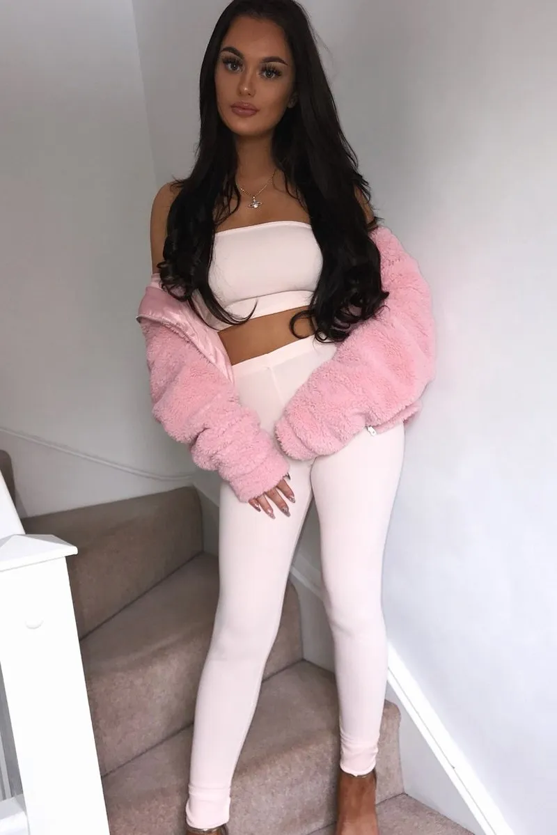 Nude Bandeau Top And Leggings Co-Ord - Kristina