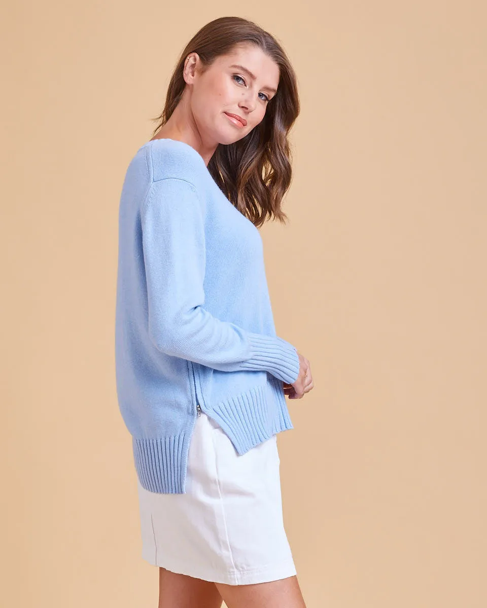 Nursing Knit Sweater - Sky Blue