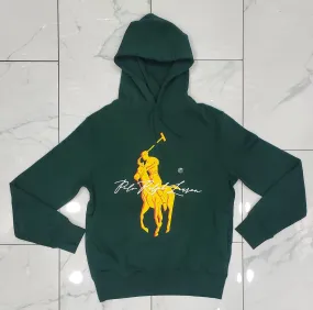 Nwt Polo Ralph Lauren Green/Yellow Big Pony Script Fleece Hoodie