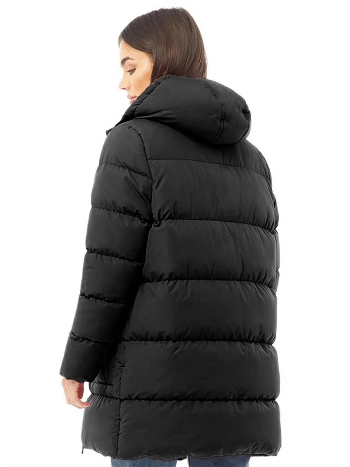 Padded Multi Pocket Parka Coat, Black, UK Sizes 8 to 16