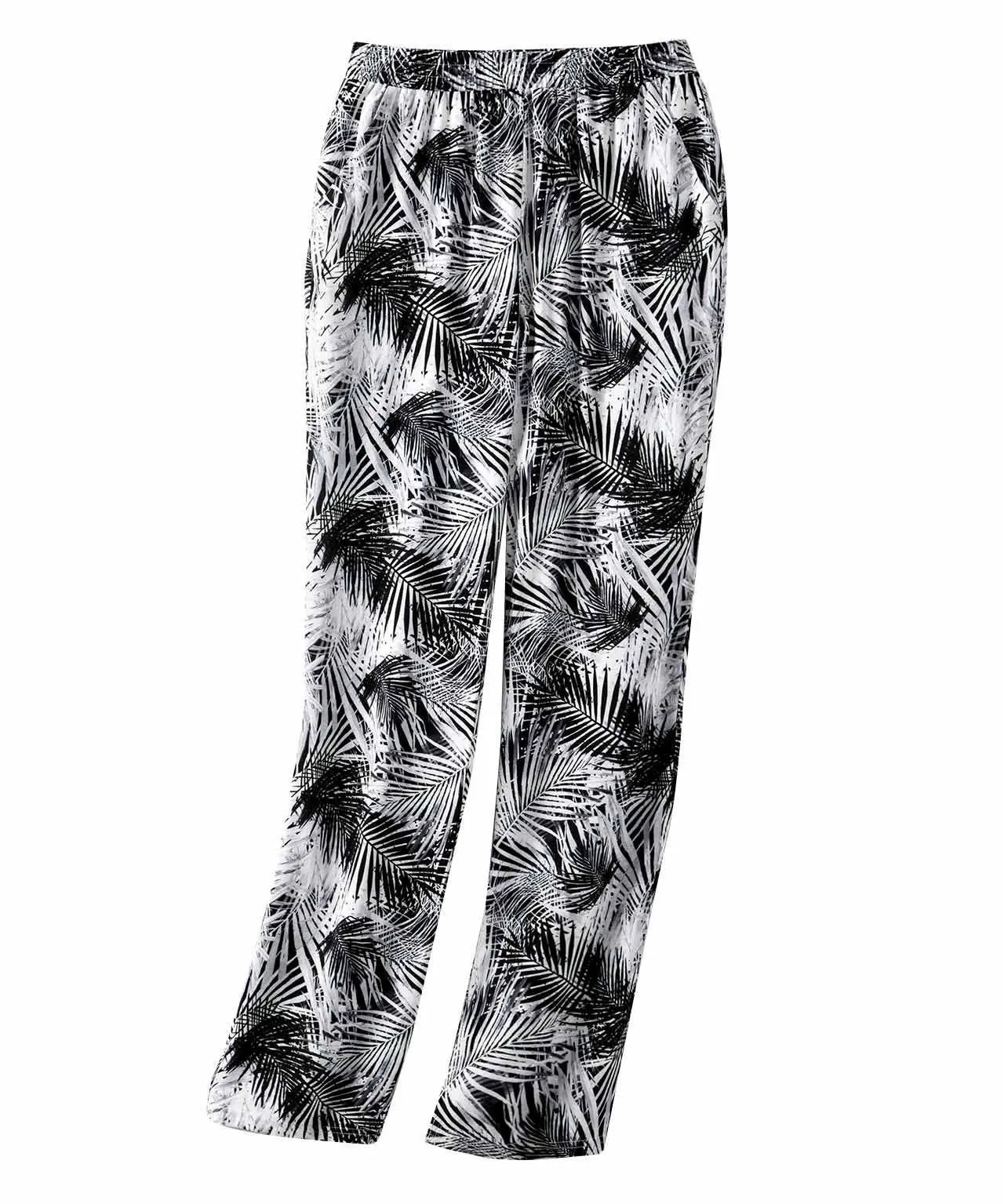 Palm Print Straight Leg Trousers