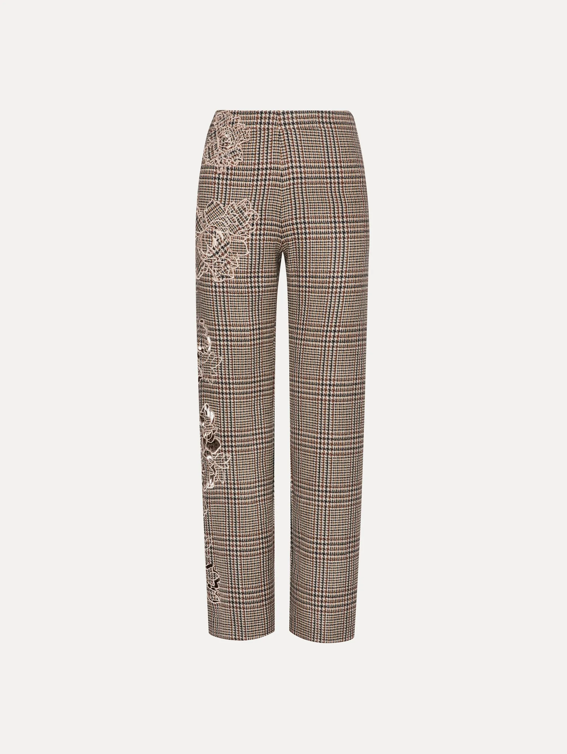 Peony Guipure Appliqué Plaid Pant