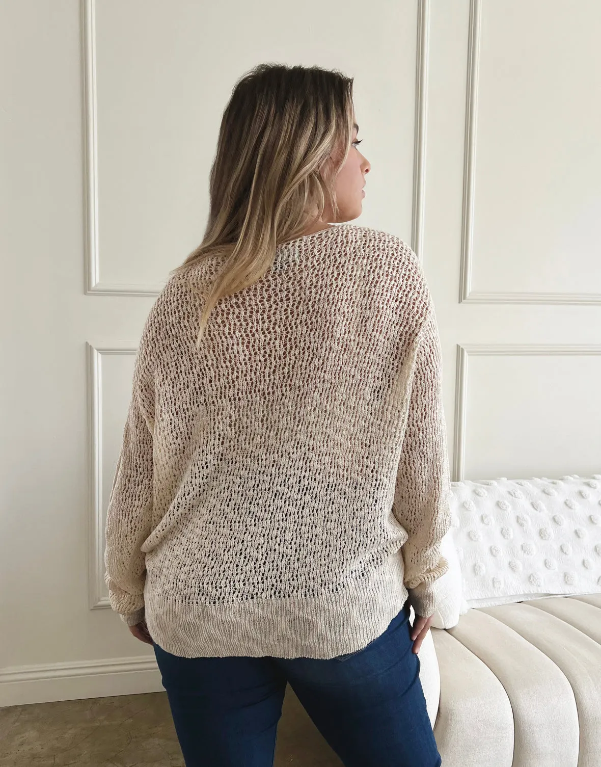 Plus Size Airy Crochet Sweater