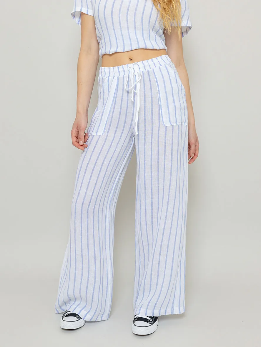 Pocket Linen Pant - White Stripe