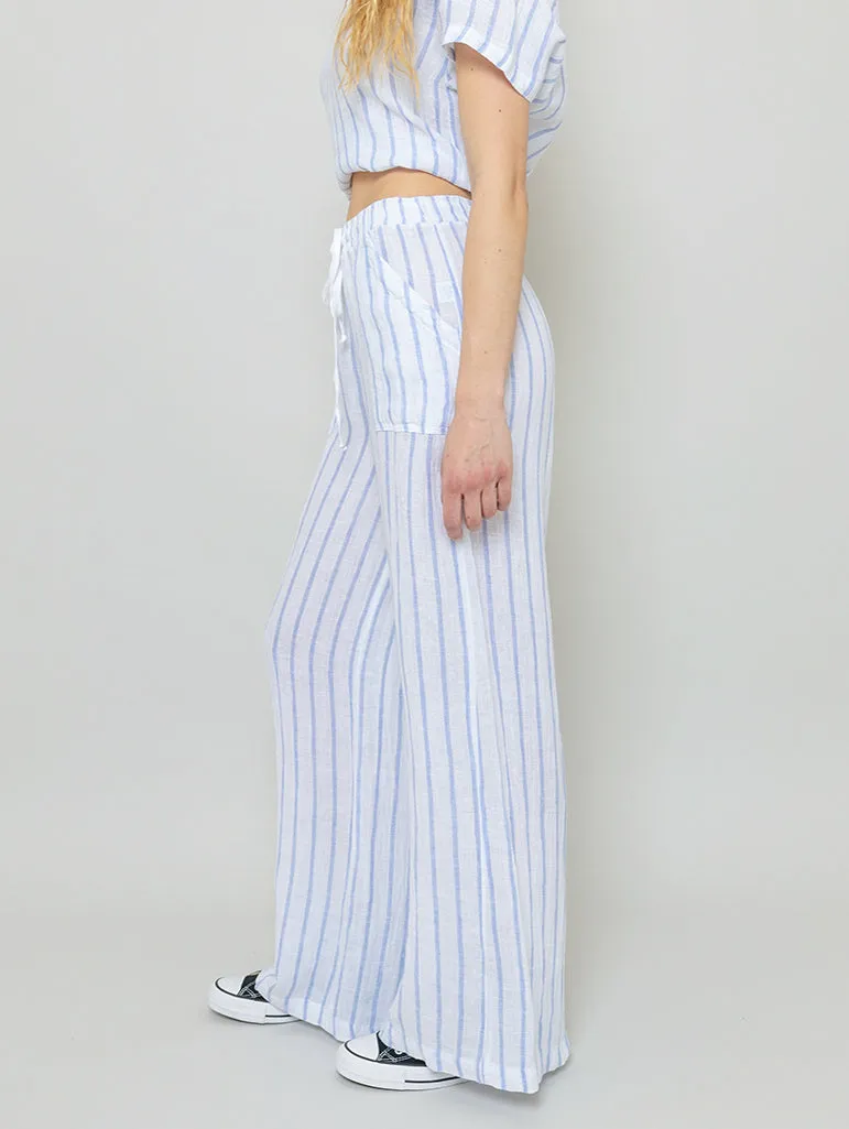 Pocket Linen Pant - White Stripe