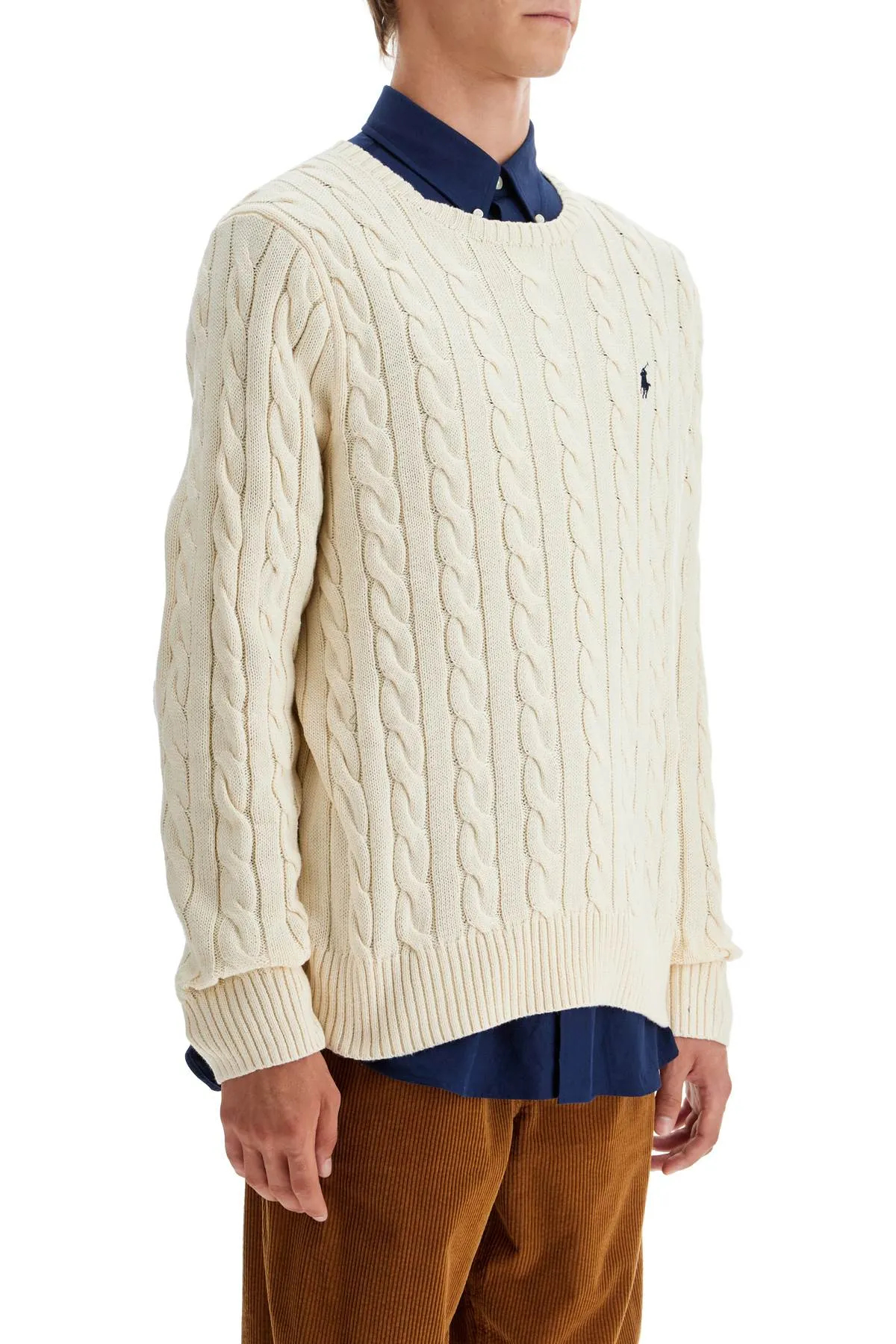 Polo Ralph Lauren Cotton Cable Knit Pullover Sweater   White