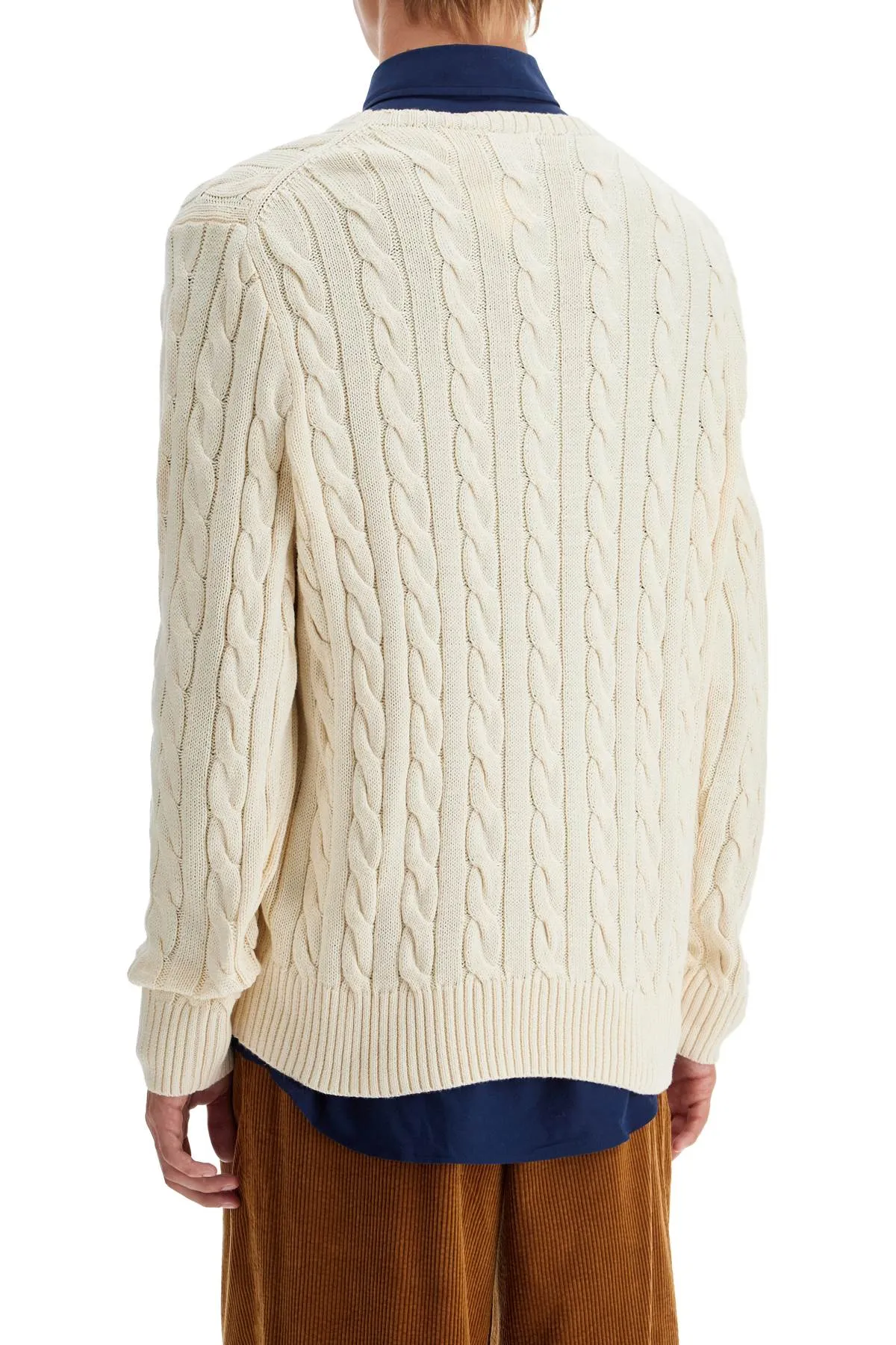 Polo Ralph Lauren Cotton Cable Knit Pullover Sweater   White