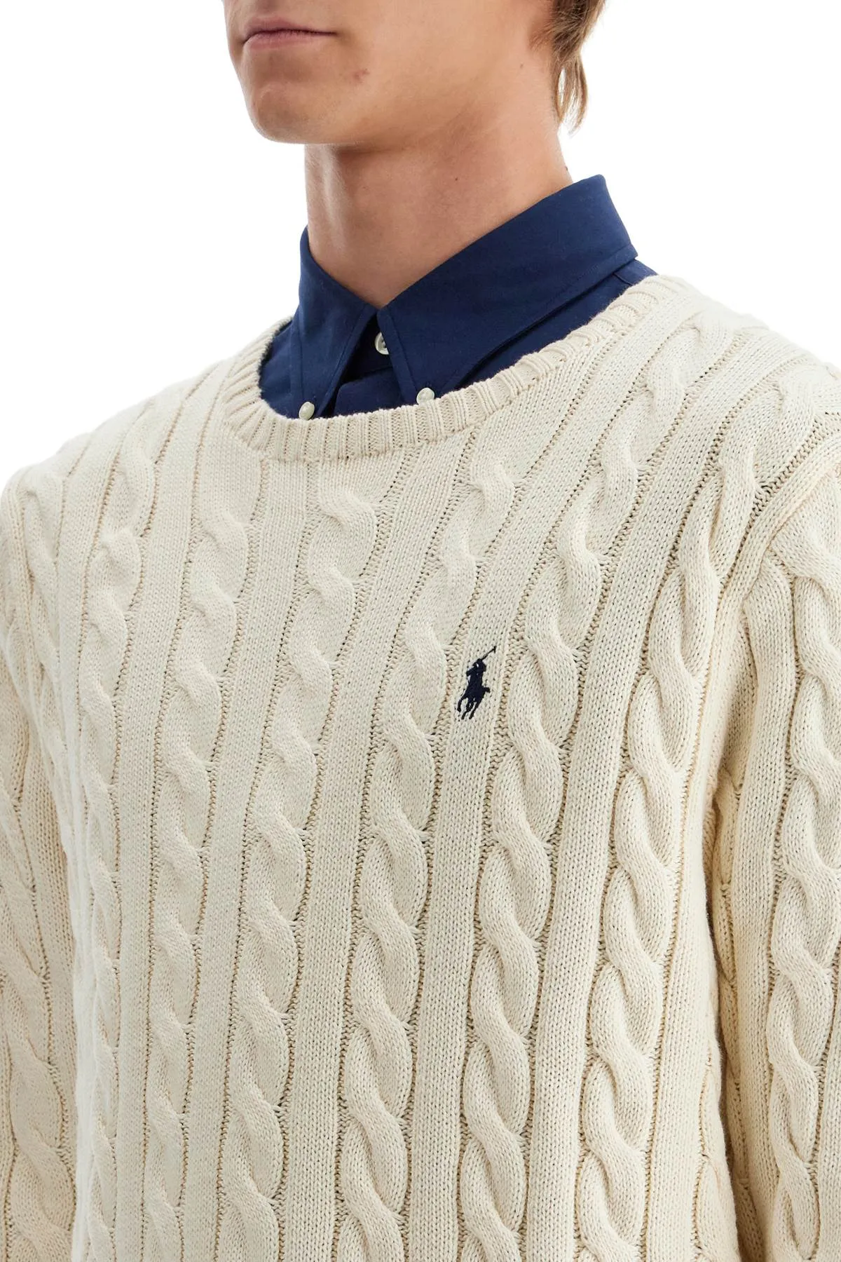 Polo Ralph Lauren Cotton Cable Knit Pullover Sweater   White