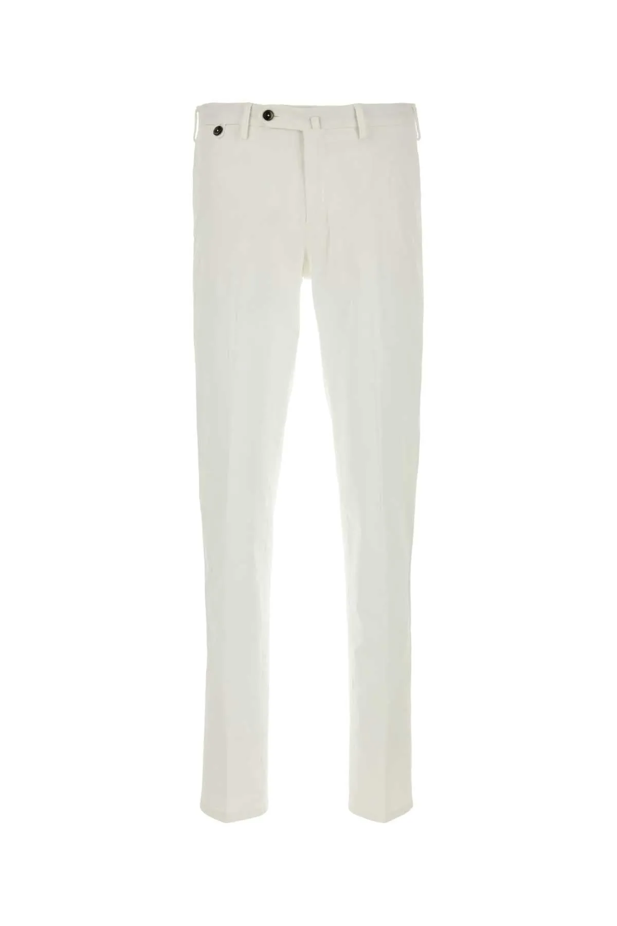 Pt Torino White Stretch Cotton Pant