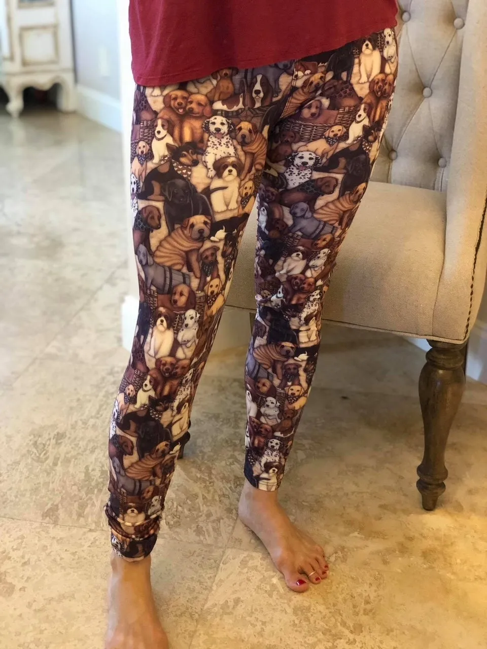 Puppy Dog Collage Soft Leggings