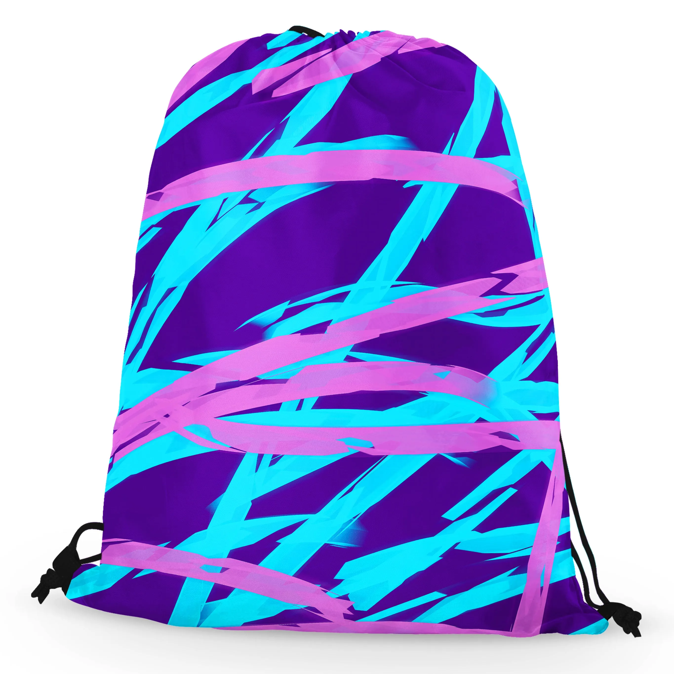 Purple and Blue Rave Abstract Drawstring Bag