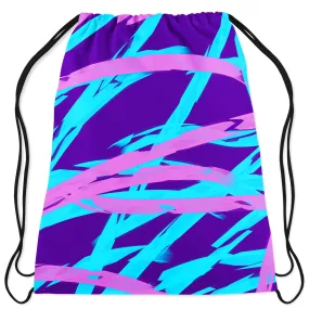 Purple and Blue Rave Abstract Drawstring Bag