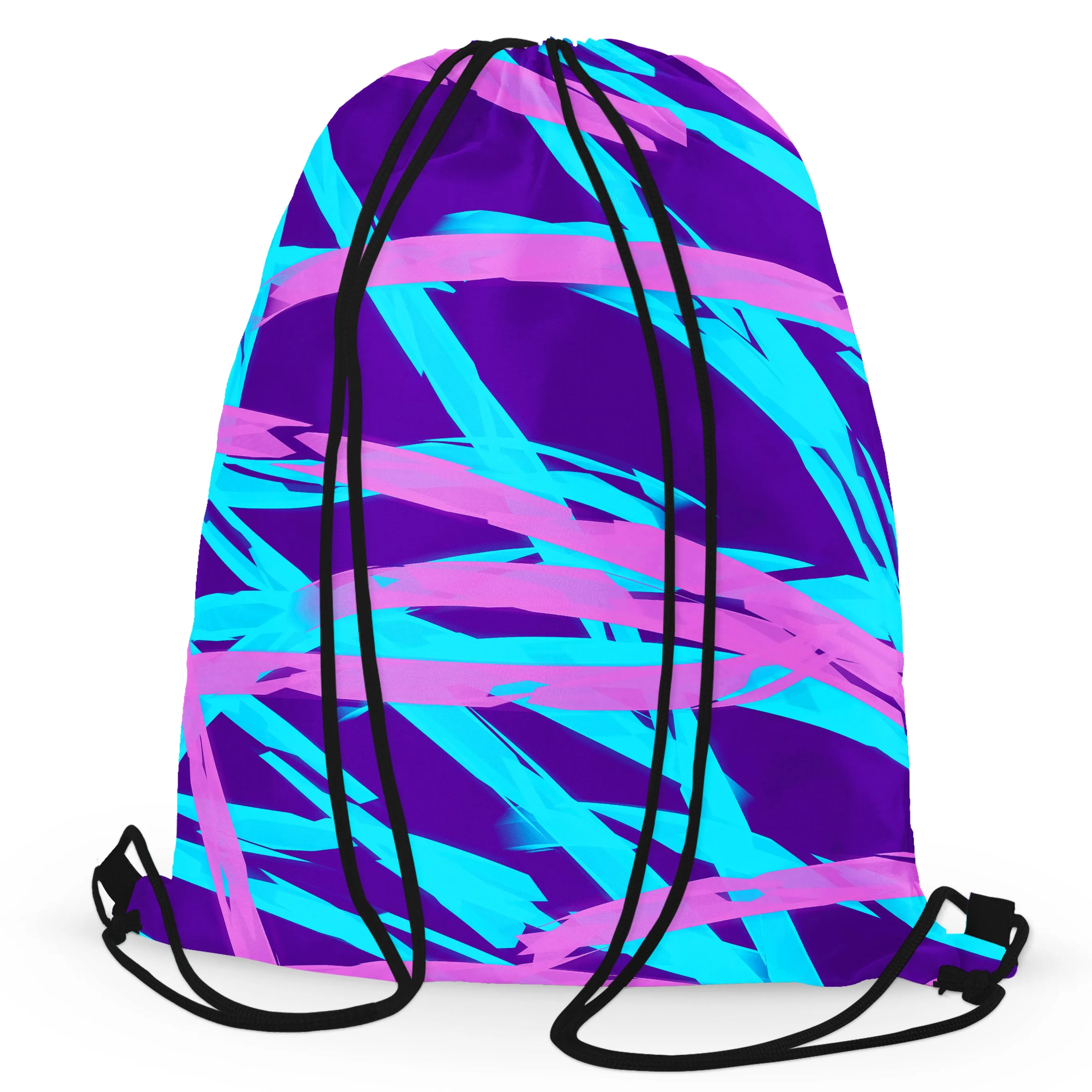 Purple and Blue Rave Abstract Drawstring Bag