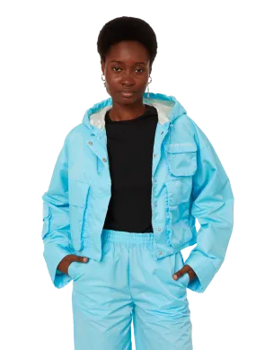 ROTATE  Cropped jacket with hood  - Blue