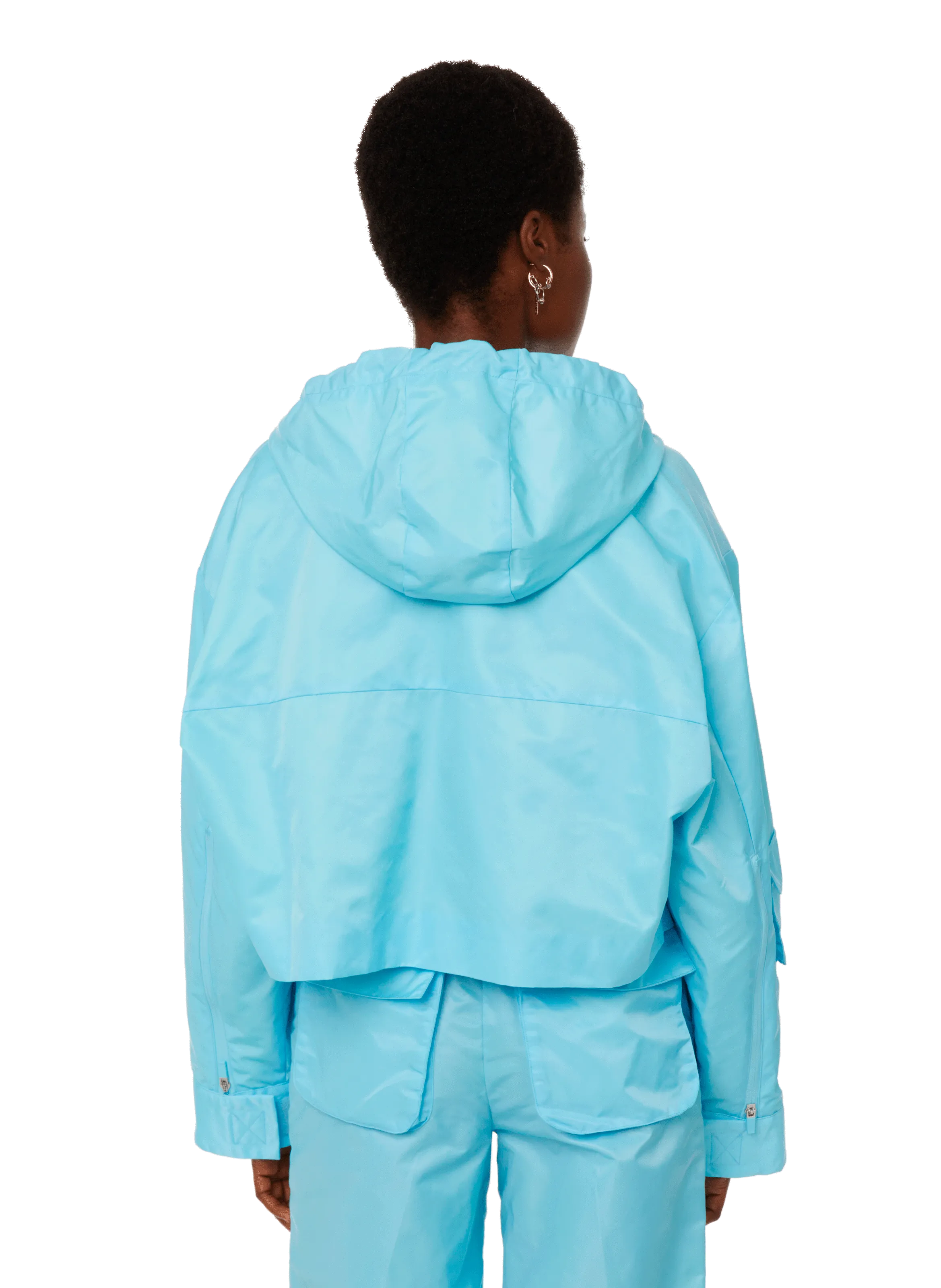 ROTATE  Cropped jacket with hood  - Blue