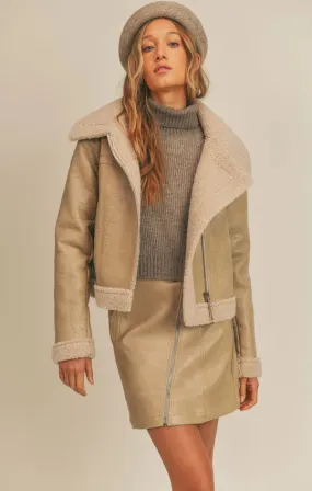 SAGE THE LABEL - BOWIE SHEARLING MOTO JACKET