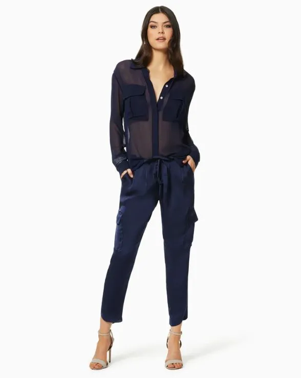 Satin Pocket Allyn Pant - Spring Navy