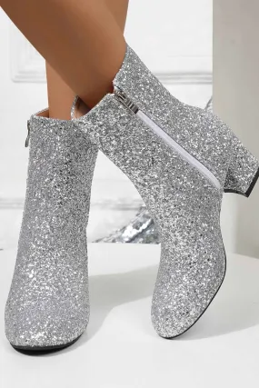 Sequined Block Heels Ankle Heels