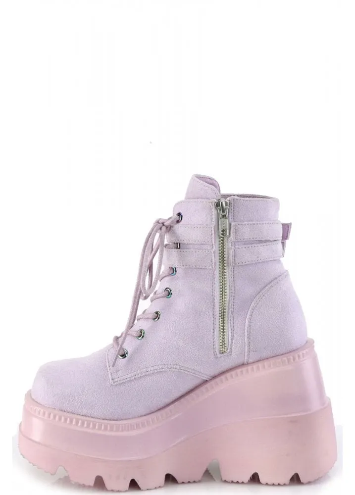 Shaker 52 Lavender Vegan Suede Wedge Boot