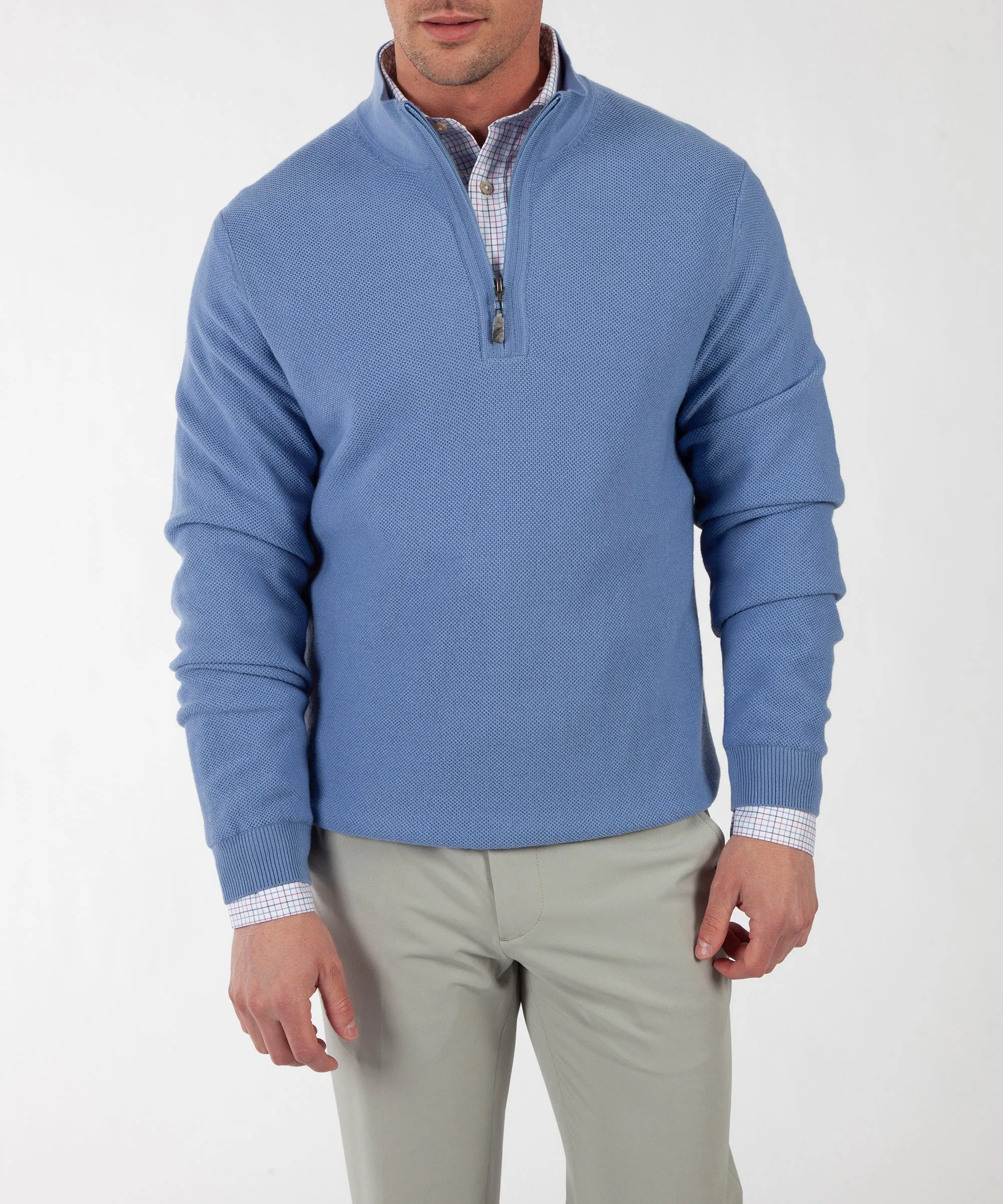 Signature 100% Merino Wool Tuck-Stitch Quarter-Zip Lined Wind Sweater