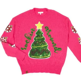 Simply Southern Sequins Sparkle Tree Holiday Long Sleeve Sweater