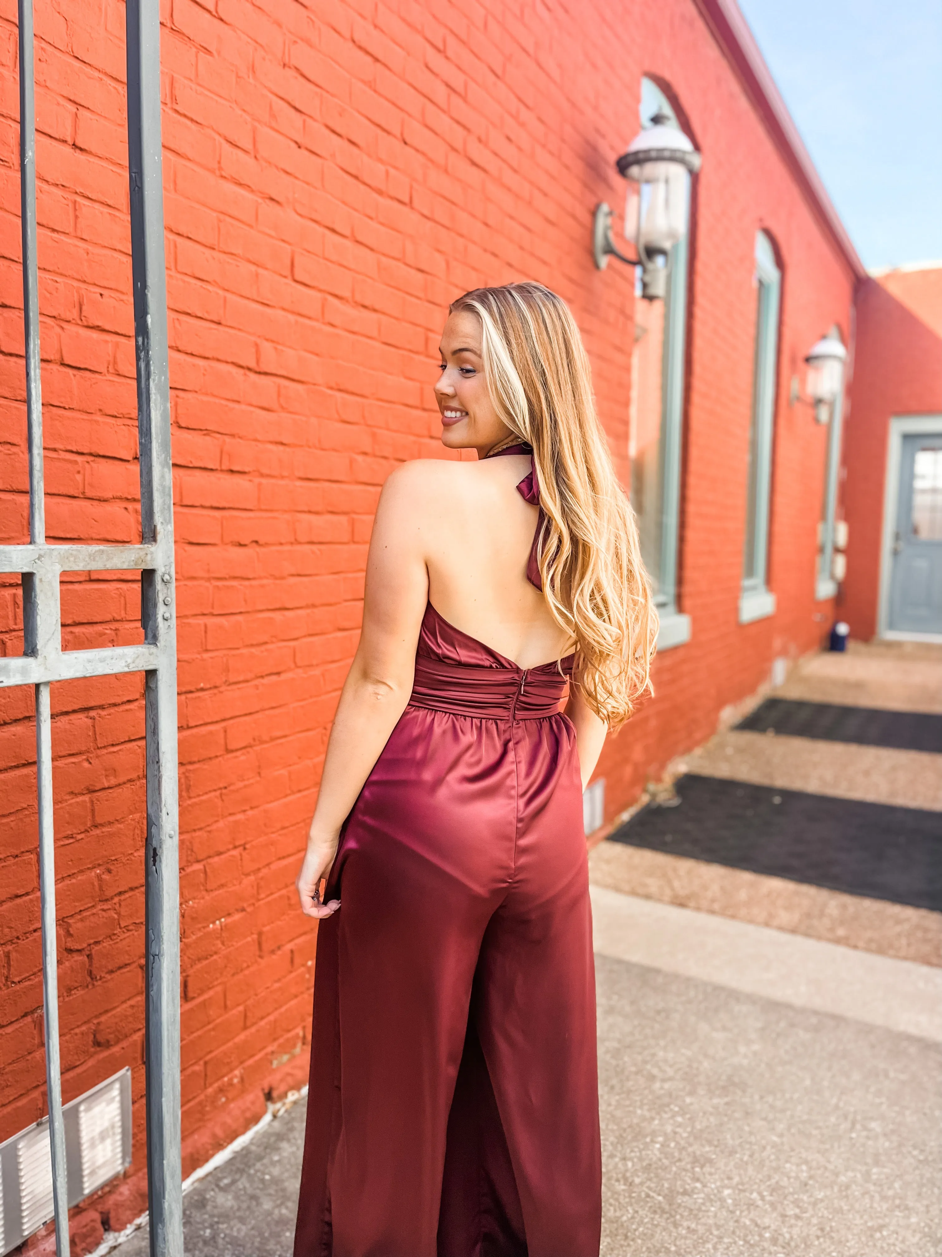 Spellbinding Satin Halter Jumpsuit