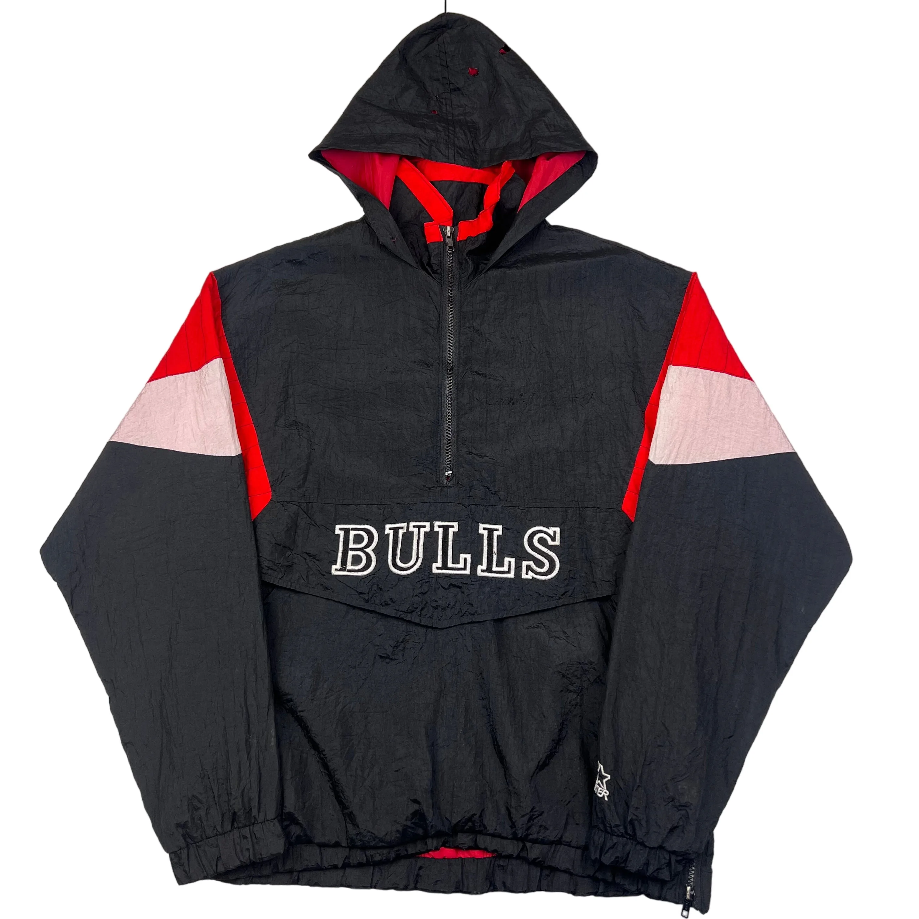 Starter Chicago Bulls 90s Pullover Hooded Jacket Black Red