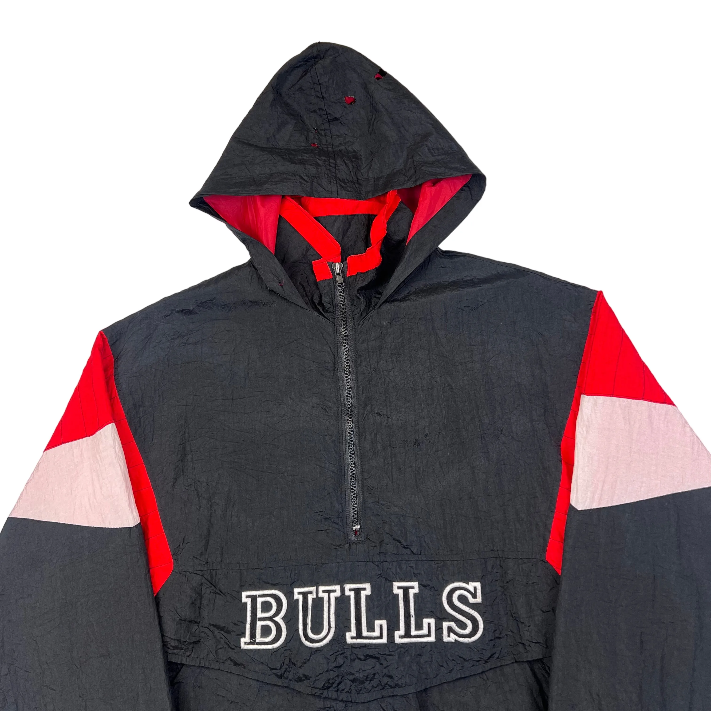 Starter Chicago Bulls 90s Pullover Hooded Jacket Black Red