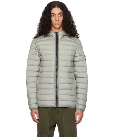 Stone Island Gray 40324 Loom Woven Chambers Down Jacket