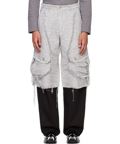 STRONGTHE Black & White Layered Pouch Cargo Pants